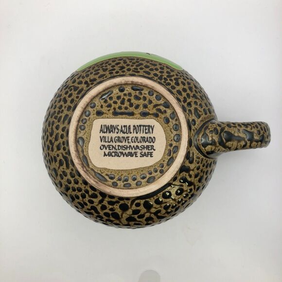 Always Azul Pottery Running Horse Coffee Tea Mug Green Brown Leopard Textured - Picture 4 of 5